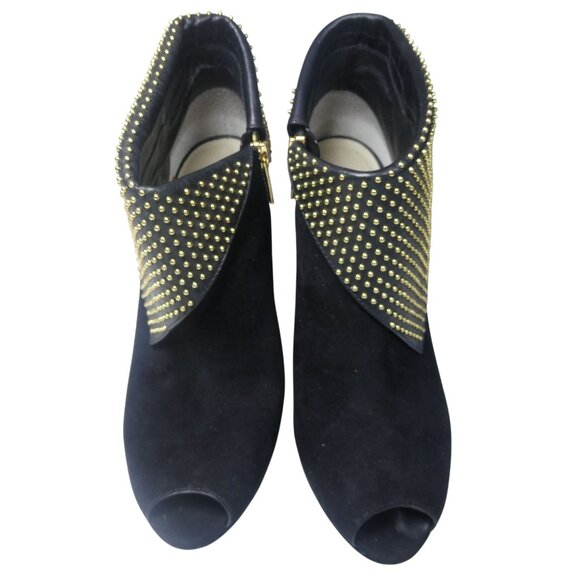 Michael Kors Women's Krista Open Toe Black Suede Heels Size 8M - Picture 1 of 14